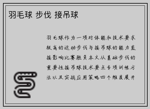 羽毛球 步伐 接吊球